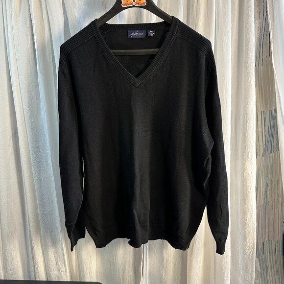 Jack Nicklaus Men Sweater Black Knit Long Sleeve V-Neck Pullover Cotton Size XXL - Picture 1 of 10